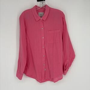 Rails Malibu Pink Gauzy Button Down Shirt Size‎ Large Summer Beach Vacation